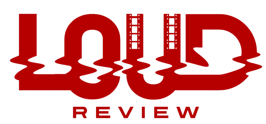 A red and black logo for the movie, " pulp review ".